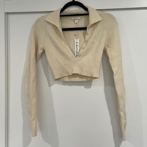 For love & lemons cropped polo sweater